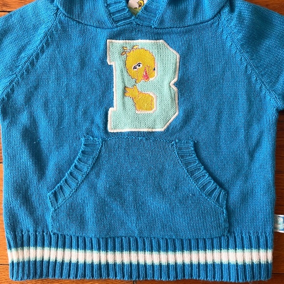 Vintage Sesame Street Big Bird Blue Knit Sweater Size 18M - Picture 2 of 5